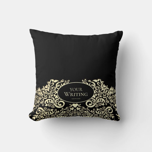 Almofada Luxo Personalizado Preto e Dourado (Frente)