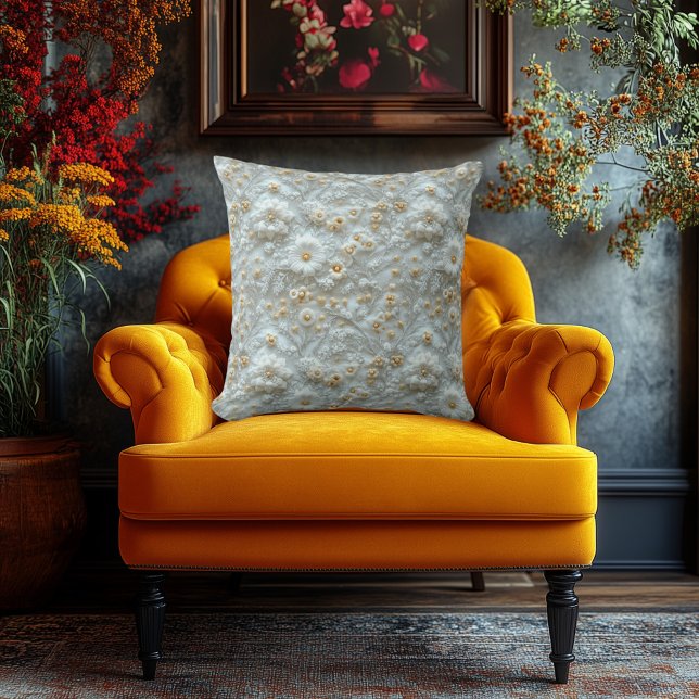 Almofada Luxuoso bordado-aparência floral - Decor elegante (Criador carregado)