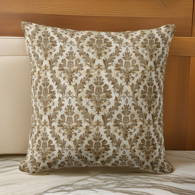 Almofada Luxurioso Elegante Ivory Damask (Criador carregado)