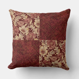 Almofada Luxurious Gold Maroon Flowers and Pixels