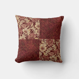 Almofada Luxurious Gold Maroon Flowers and Pixels