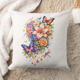 Almofada Luxury Butterfly Floral Throw Pillow