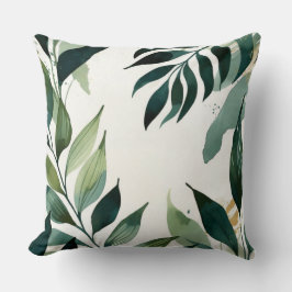 Almofada Luxury Emerald Green Gold Botanical Throw Pillow