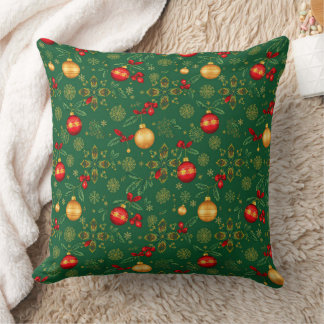 Almofada Luxury Emerald Green & Gold Christmas Throw Pillow