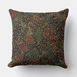 Almofada Luxury Flowers Pattern,Gold Black Red Green