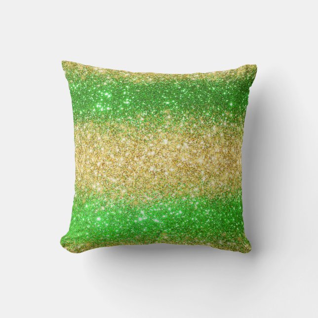 Almofada Luxury Glitter Dourado Verde (Frente)