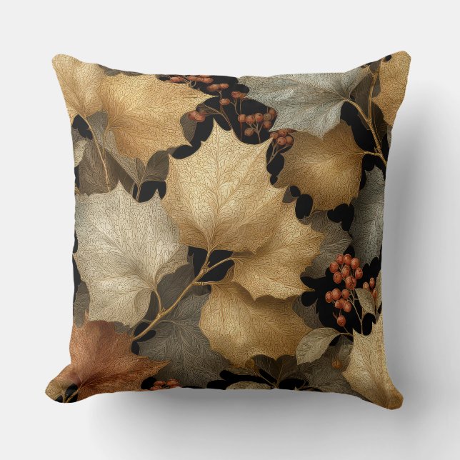 Almofada Luxury Gold Botanical Leaves Throw Pillow (Frente)