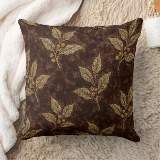Almofada Luxury Mocha Velvet Coffee Branch Throw Pillow