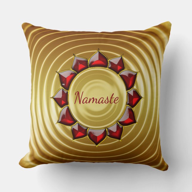 Almofada Luxury Namaste red e ouro (Frente)