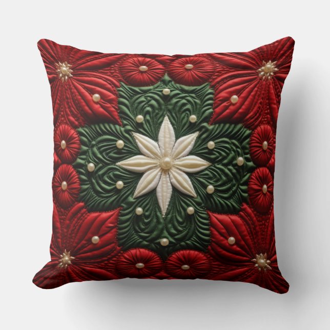 Almofada Luxury Quilted Christmas Throw Pillow (Frente)
