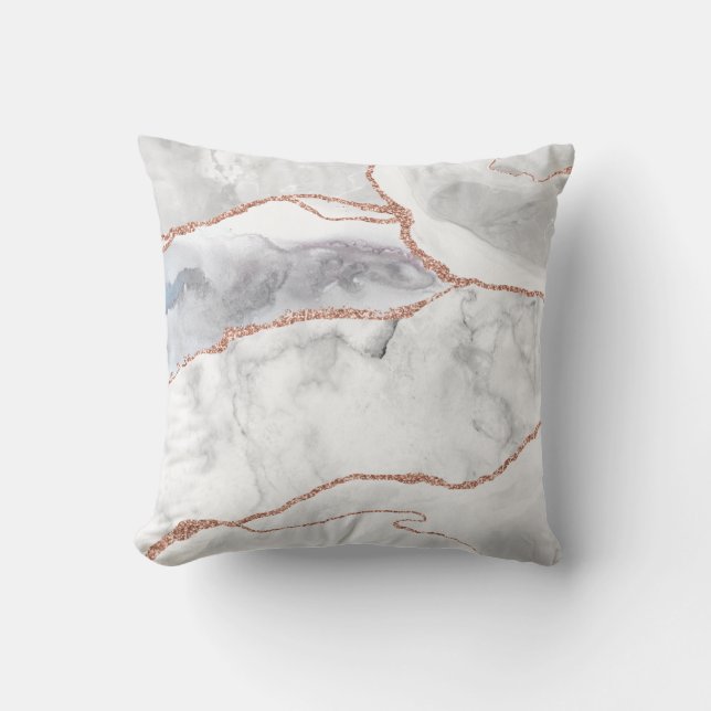 Almofada Luxury White Rose Dourada Glitter Agite Marble (Frente)