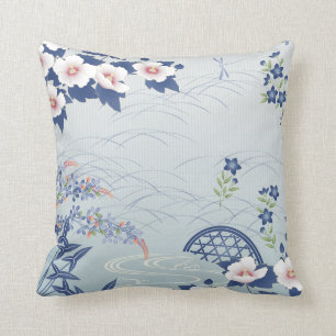 Almofada Luz elegante - jardim japonês azul