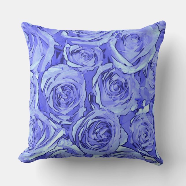 Almofada Luz - rosas azuis (Frente)