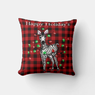 Almofada Luzes brilhantes festivas do Natal Zebra brilhando