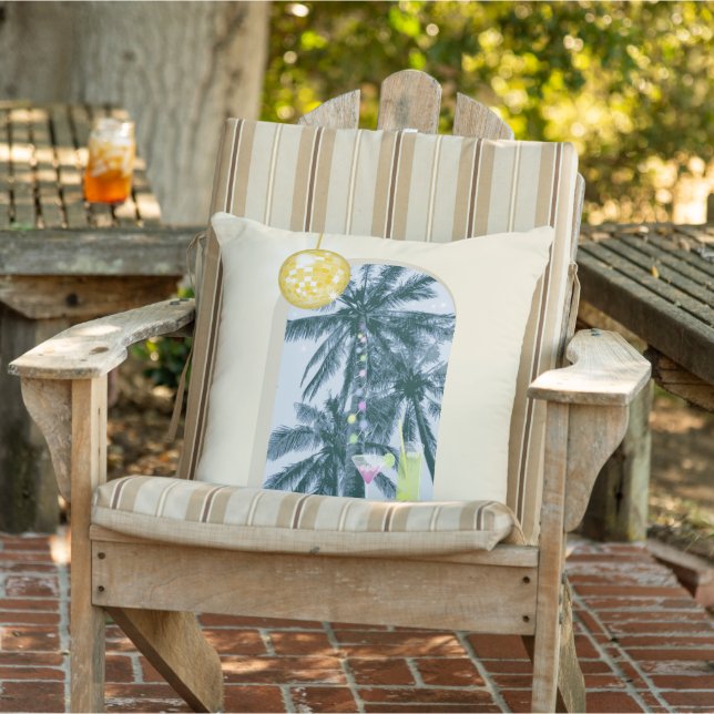 Almofada Luzes de festa Cocktails Disco Palmas em Amarelo (Cadeira)