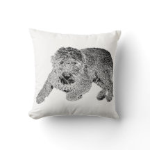 Lying Dog Throw Pillow – Black & White Curl Detail