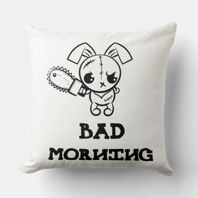 Almofada Má Manhã Engraçada Voodoo Bunny T Shirt (Frente)