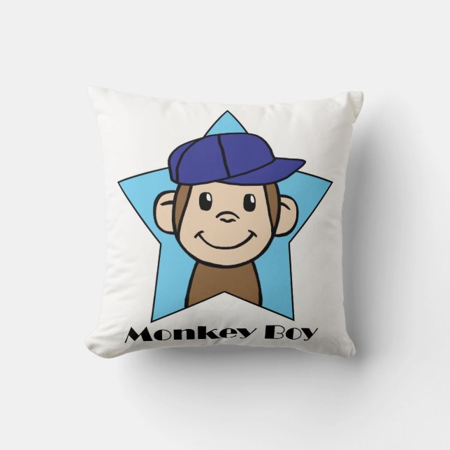 Almofada Macaco feliz do clipart bonito dos desenhos (Frente)