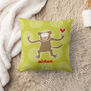 Almofada Macaco Marrom Desenho Animado Fofo Amor Diversão P