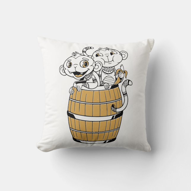 Almofada Macaco tribal da Cartoon (Frente)