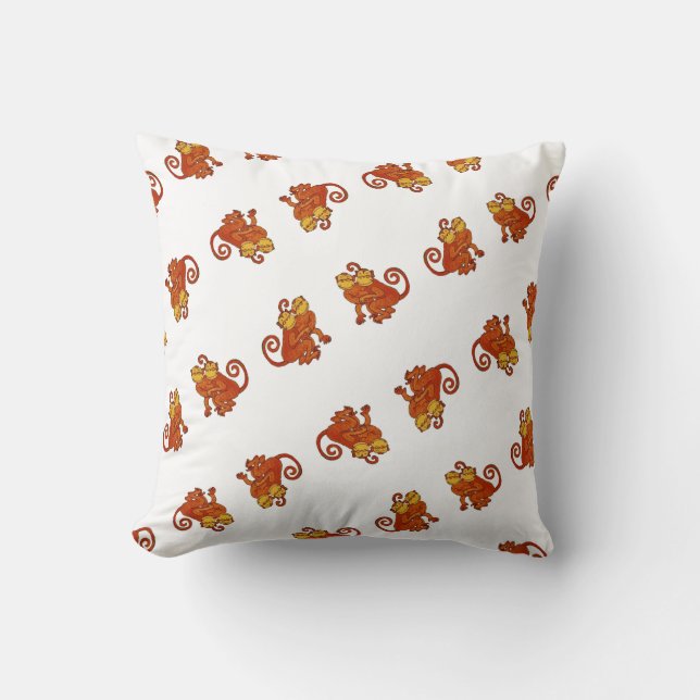 Almofada Macacos Cachorros Cadeados Animais selvagens da se (Frente)