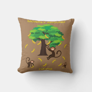 Almofada Macacos "Macacos À Volta" A Passar Bananas  