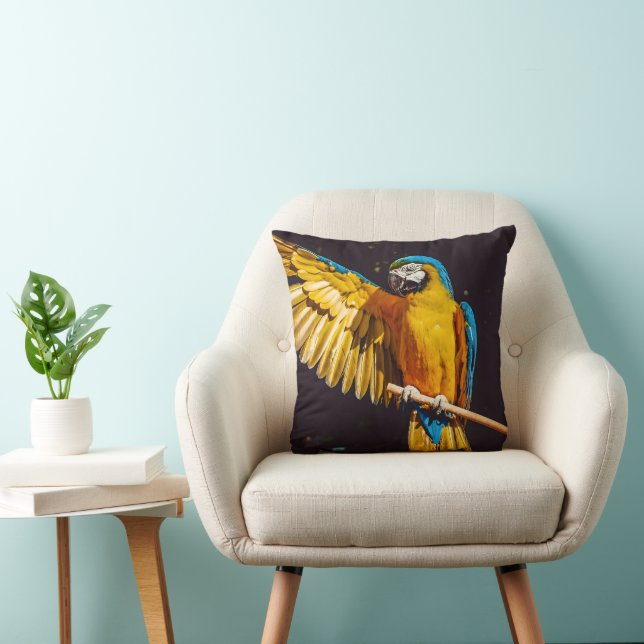 Almofada Macaw Bonito de Vida Selvagem de Aves Amarelas (Cadeira)
