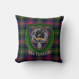 Almofada MacLennan Scottish Clan Tartan & Crest