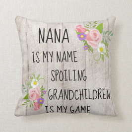 Almofada Madeira com cor rosa púrpura Floral Nana/Avó