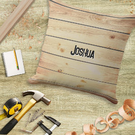 Almofada Madeira Falsa Efeito Madeira Rústica Personalizada