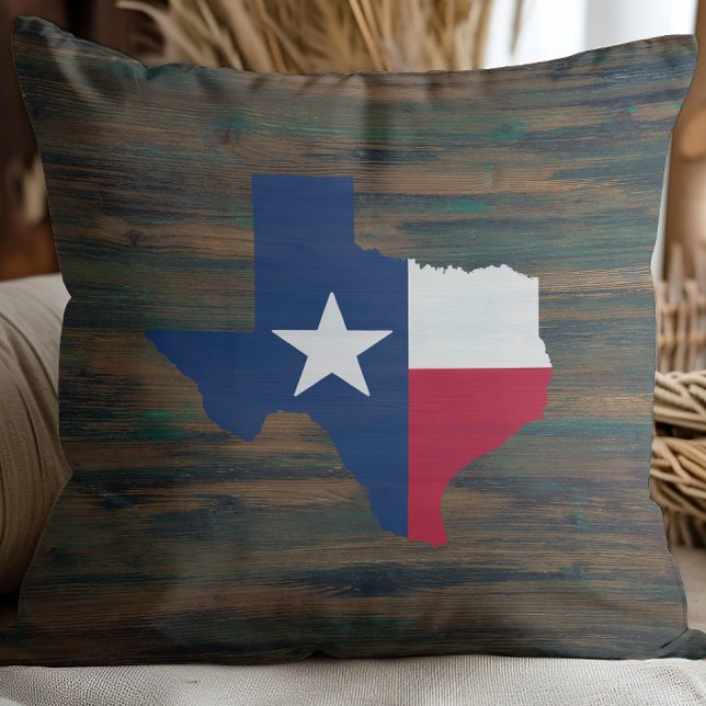 Almofada Madeira Rústica Vermelho Branco Azul Texas Adicion (Criador carregado)