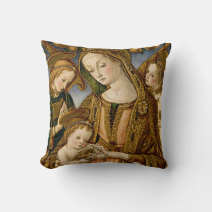 Almofada Madonna e criança com dois anjos