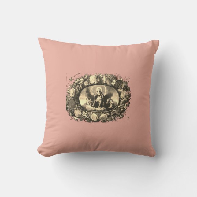 Almofada Madonna – Maria – Blumenkranz – Vintage (Frente)