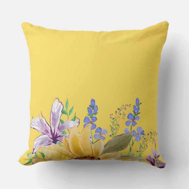 Almofada Mãe bonita da família chic floral amarela moderna (Frente)