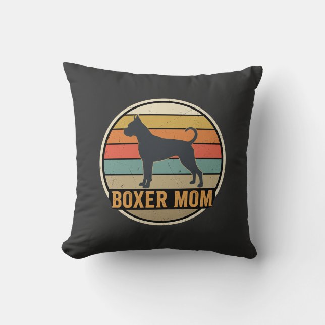 Almofada Mãe Boxer Pôr do Sol Retro Cachorro (Frente)