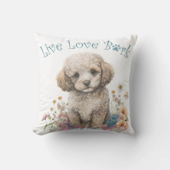 Almofada Mãe Cachorro Poodle Floral (Frente)