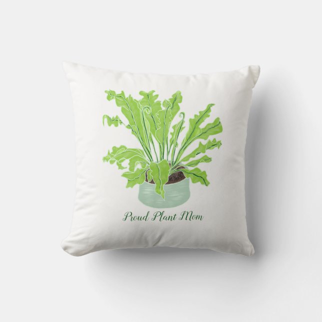 Almofada Mãe da Planta Orgulhosa - ninho de pássaro em bran (Frente)