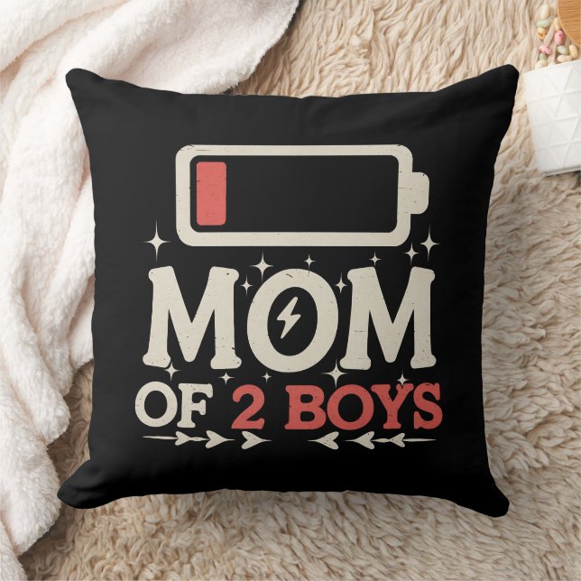 Almofada Mãe de 2 Meninos Bateria Baixa Funny Dia das Mães (Cobertor)