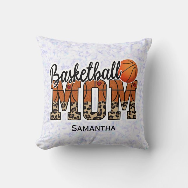 Almofada Mãe de Basquete de Nome Personalizado | DIA DE AS  (Frente)