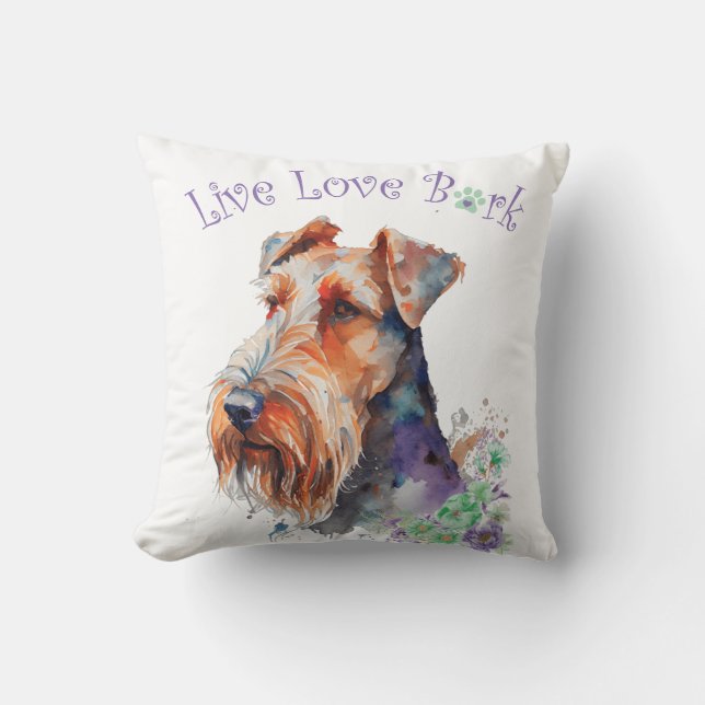 Almofada Mãe de Cachorro Airedale Floral (Frente)