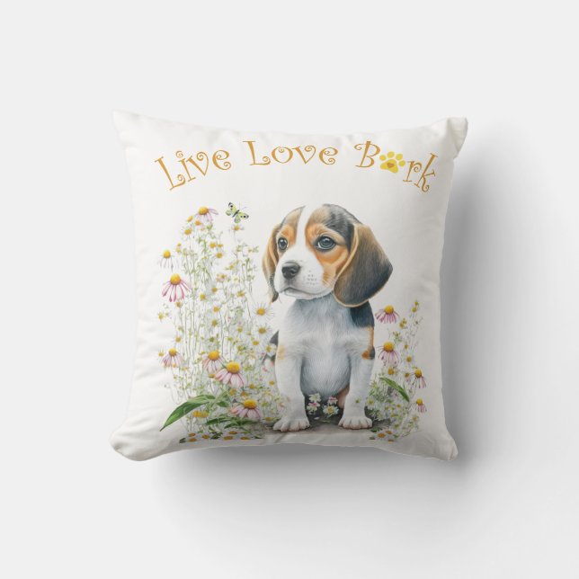 Almofada Mãe de Cachorro Beagle Floral (Frente)