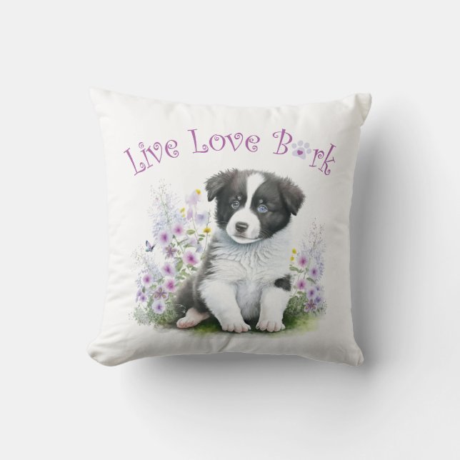 Almofada Mãe de Cachorro Border Collie Floral (Frente)