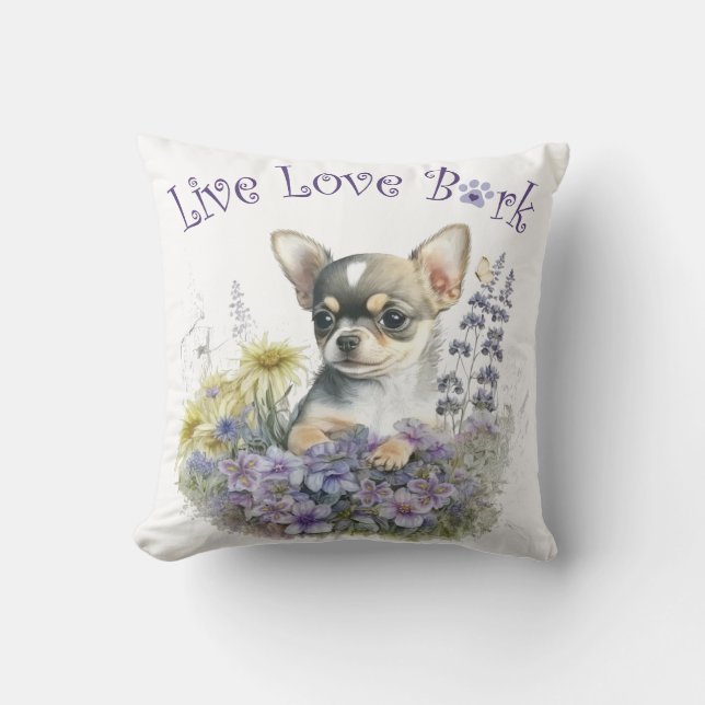 Almofada Mãe de Cachorro Chihuahua Floral (Frente)