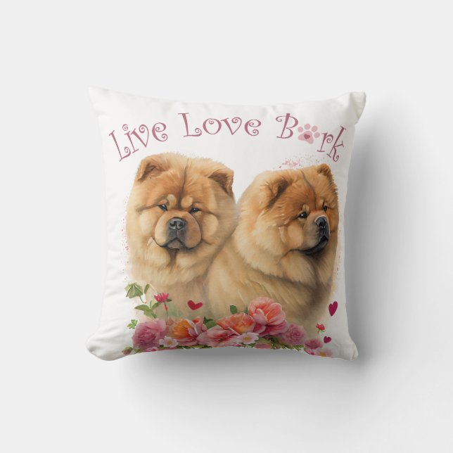 Almofada Mãe de Cachorro Chow Chow Floral (Frente)