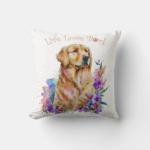 Almofada Mãe de Cachorro Golden Retriever Floral
