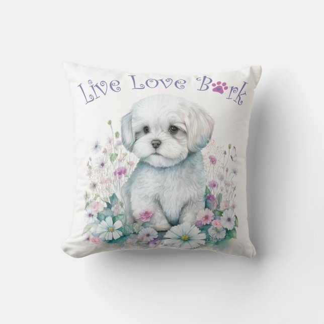 Almofada Mãe de Cachorro Maltês Floral (Frente)