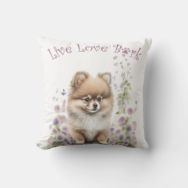 Almofada Mãe de Cachorro Pomerânia Floral (Frente)