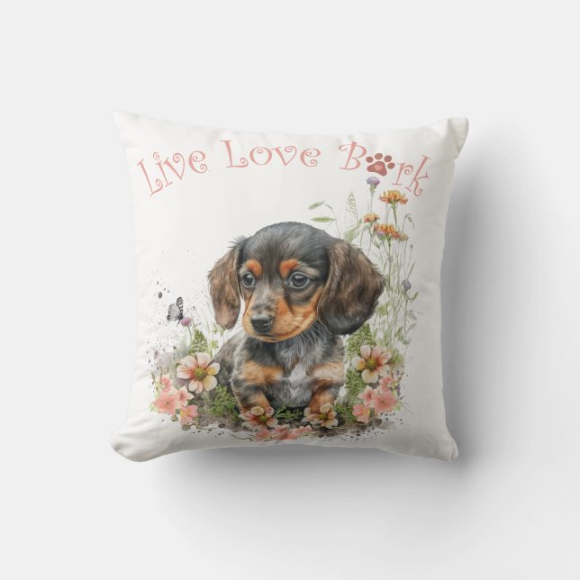 Almofada Mãe de Dachshund Floral (Frente)