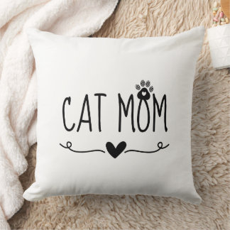 Almofada Mãe de Gato Minimalista Impressão de Pata de Coraç