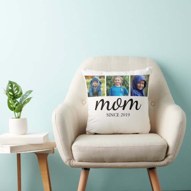 Almofada Mãe de Três Fotos Personalizada (Cadeira)